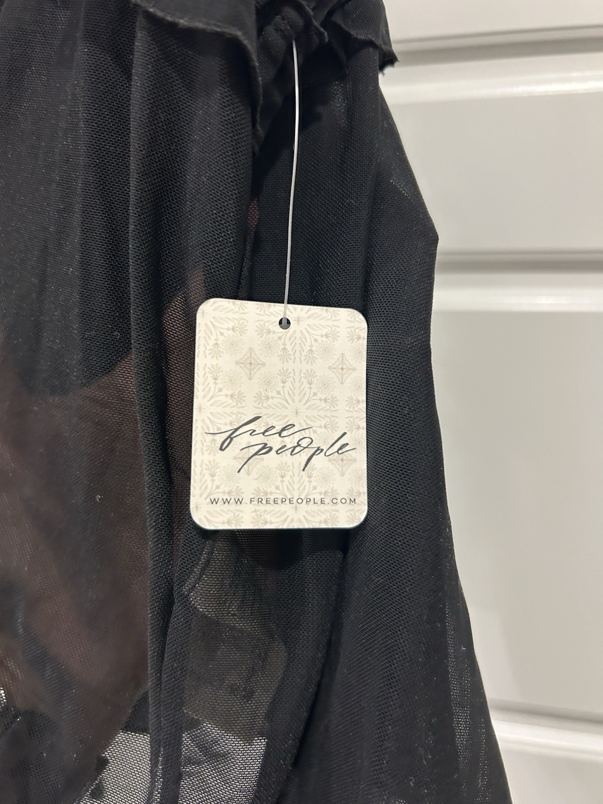 NEW Free People Fearless Solid Tank Mesh Black Size Large Bohemian Gothic Whimsy