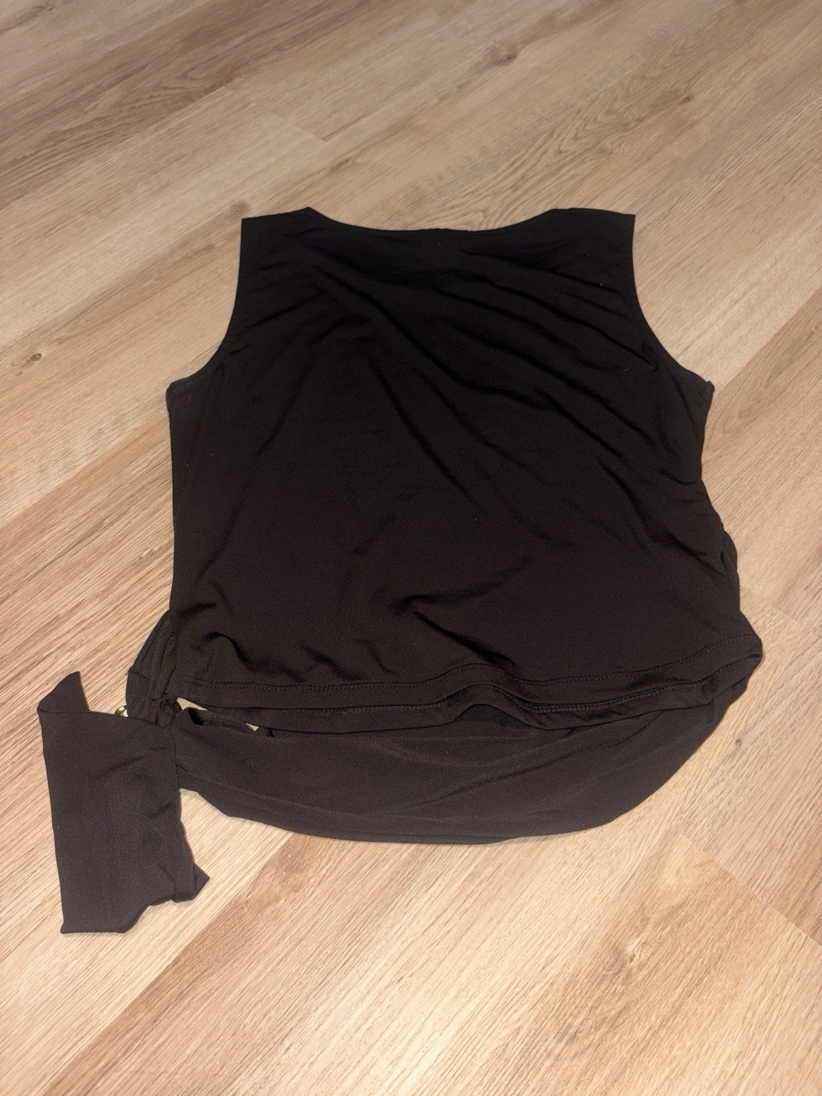 Just Polly New York Black Solid Knit Round Neck Pullover Buckle Tank Top Size L