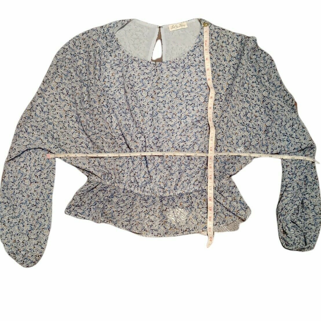 LoveShackFancy Nellie Bluejay 100% Silk Top Floral Ruffle Jewel Blouse XS