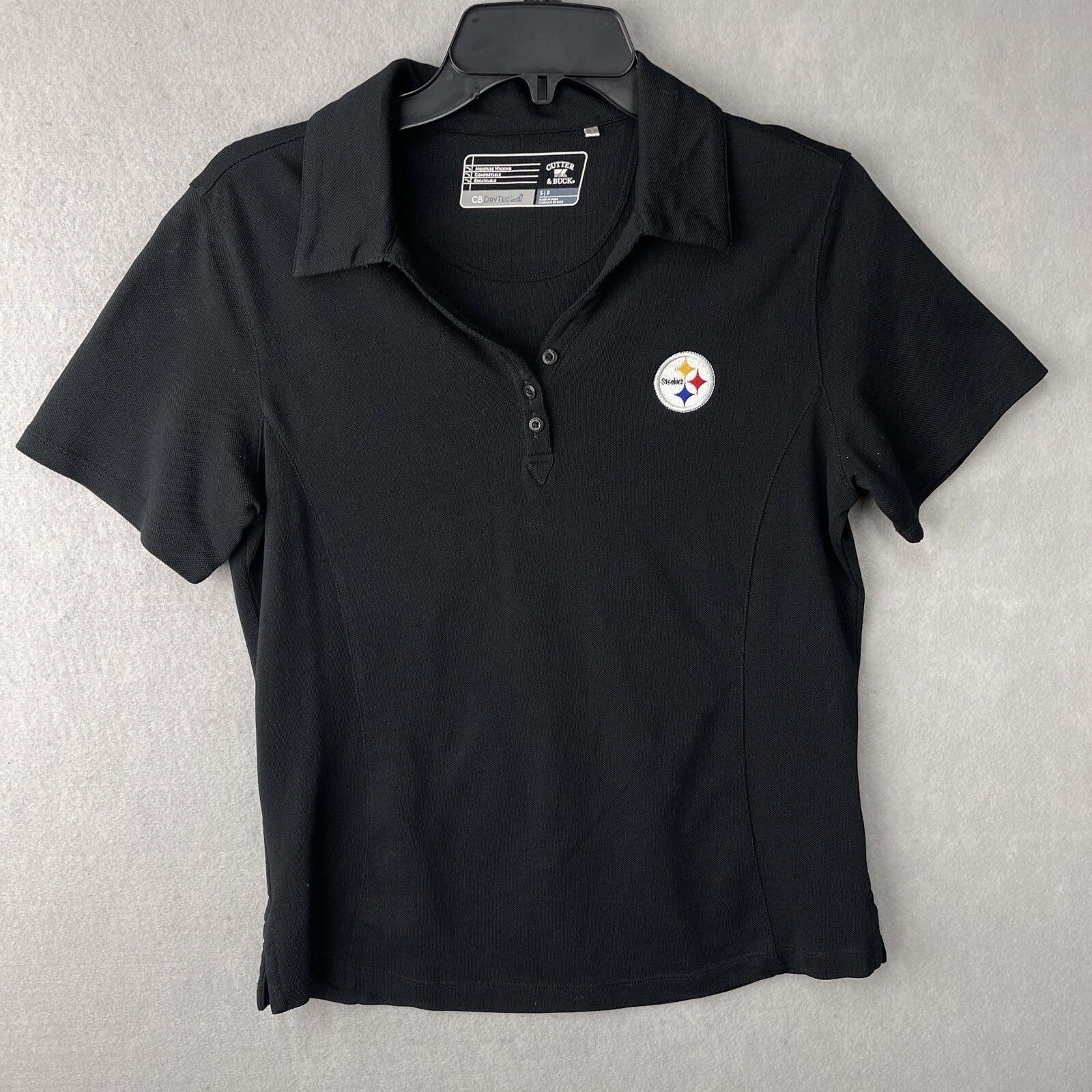 Cutter & Buck Black Short Sleeve Shirt With Steeler Embroidered Logo Size Small