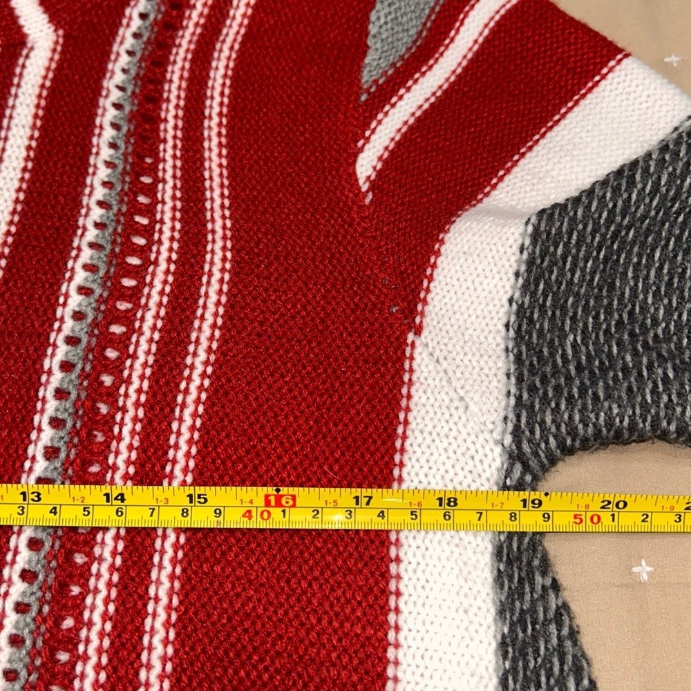 Style & Co. Red, Black, Gray & White Striped Cowl Neck Sweater, Size XL