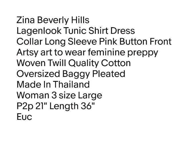 Zina Beverly Hills Lagenlook Tunic Dress Shirt Large Pink Button Baggy Feminine