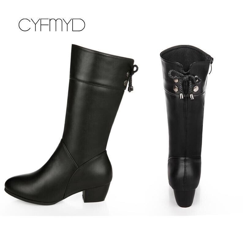 New Zapatos Botines Botas De Piel Sintética Para Mujer, Cálidos Cuero Invierno