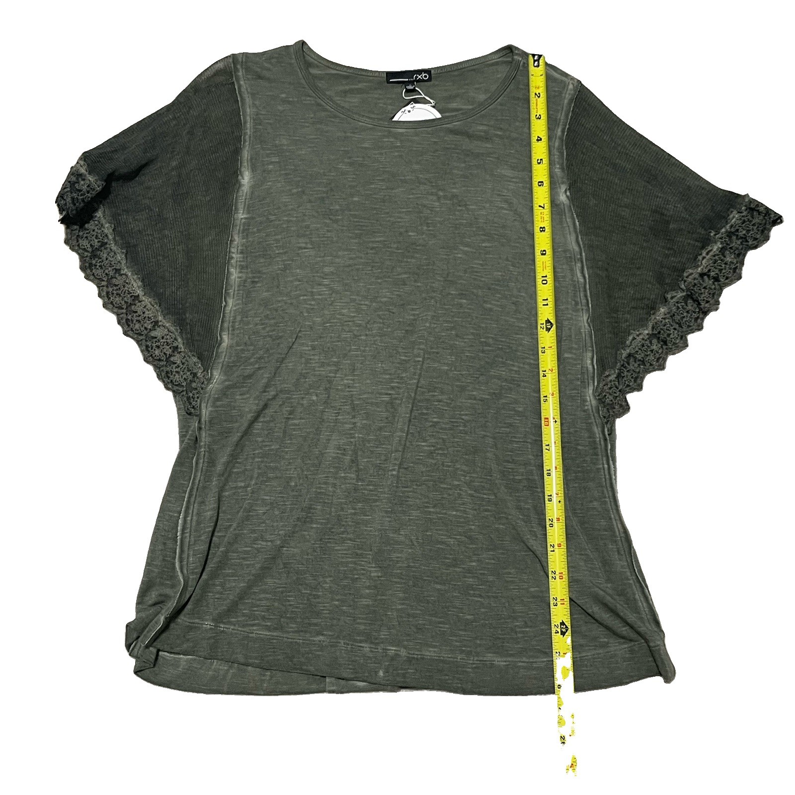 NEW RXB Boho Top Dark Green Sheer Bell Sleeves Women’s Size S Romantic Blouse