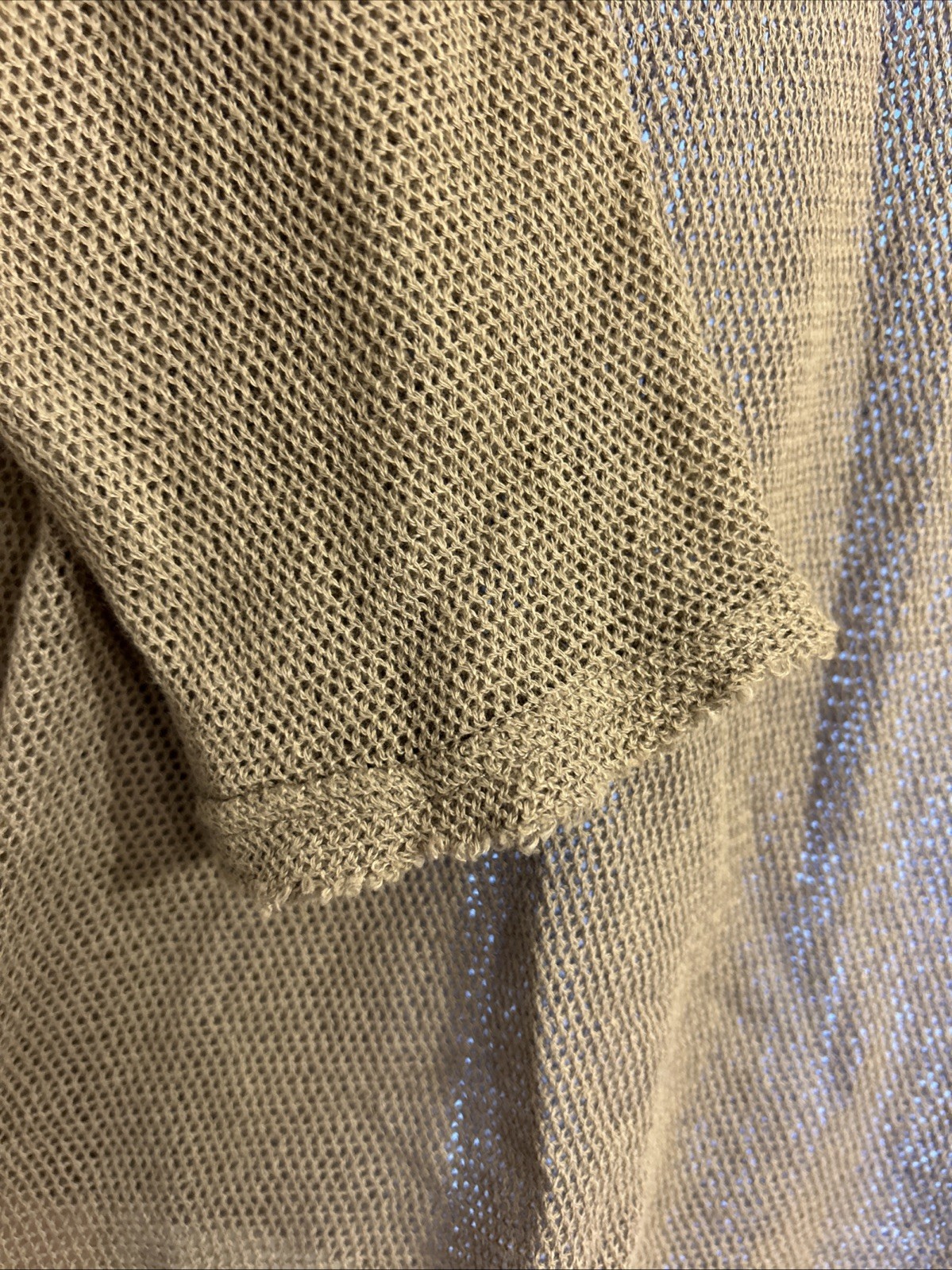 Mur Mur Taupe Cotton Mesh Long Sleeved Top Raw Edges Size Medium Good Condition