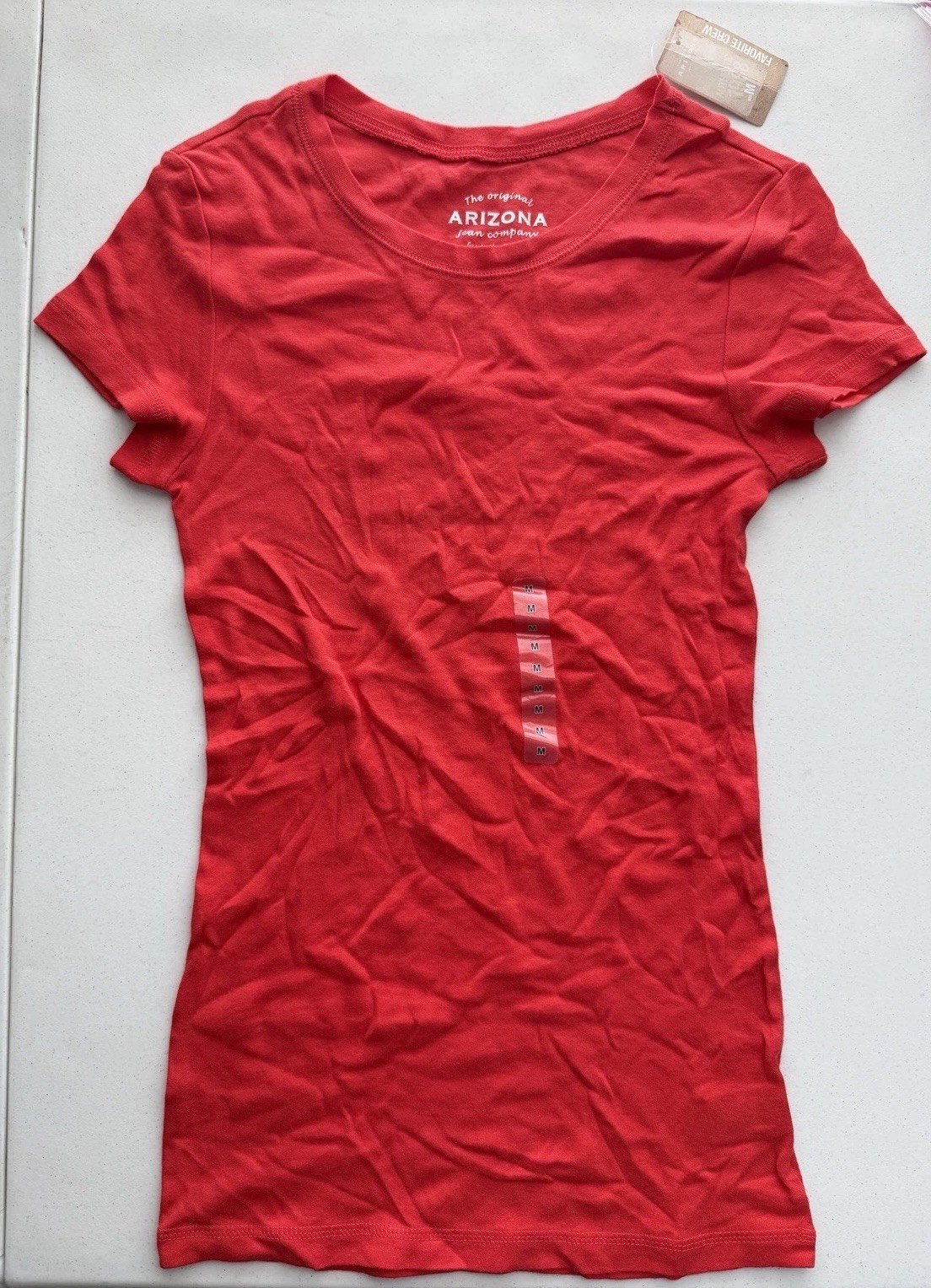Arizona Short Sleeve Crew Tee Womens Small Top Poppy Red 100% Cotton NWT