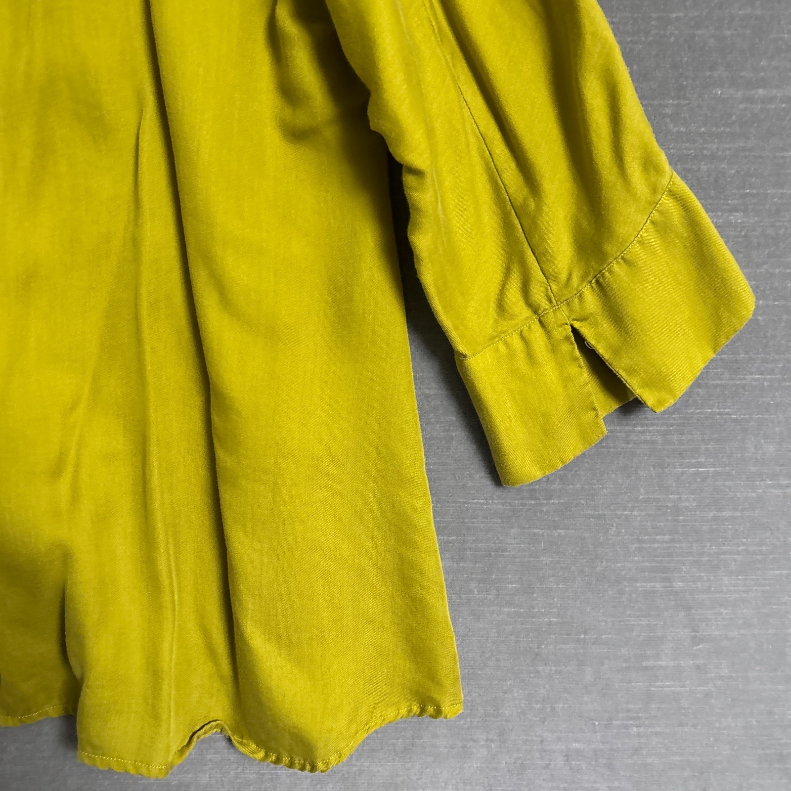 Soft Surroundings Top M Tencel Lyocell Chartreuse Green Popover Swing Tunic Bold