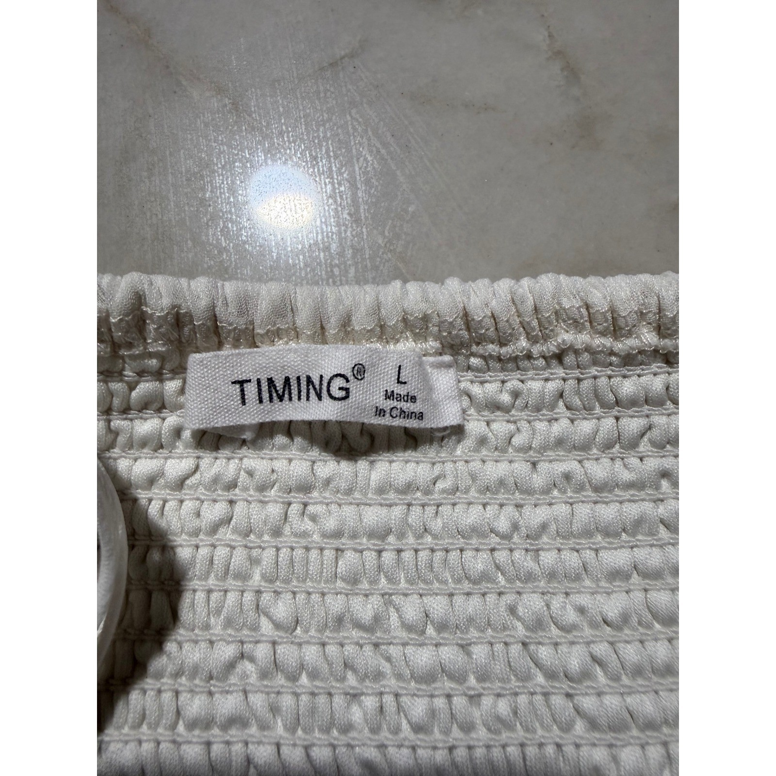 Timing White Milkmaid Bustier Cami Top Smocked Corset Peplum Ruffle Large