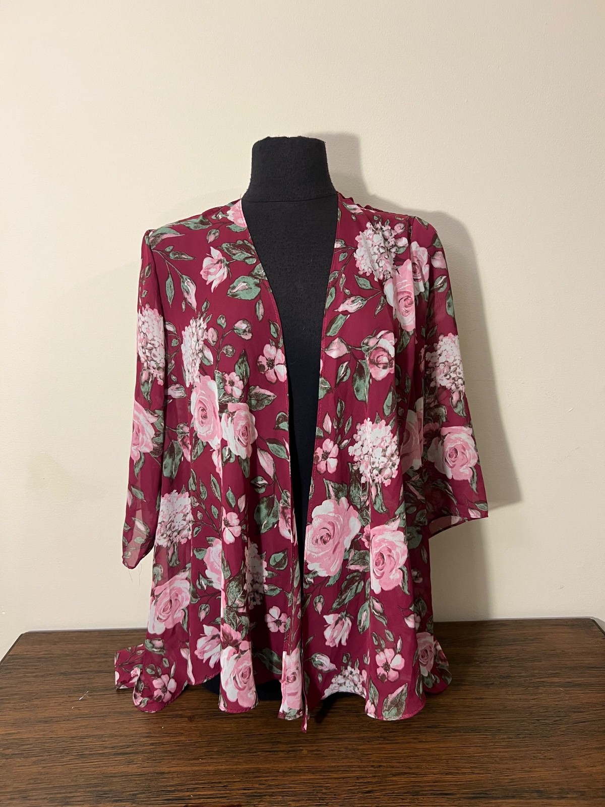 Elizabeth Williams semi sheer mesh floral over coat PM