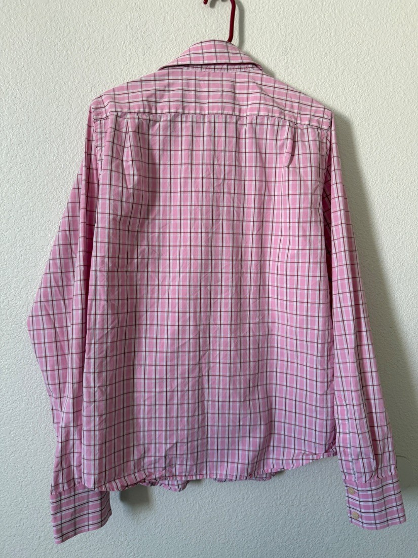 Abercrombie Fitch Mens Pink Plaid Muscle Fit Button Down Shirt Size M