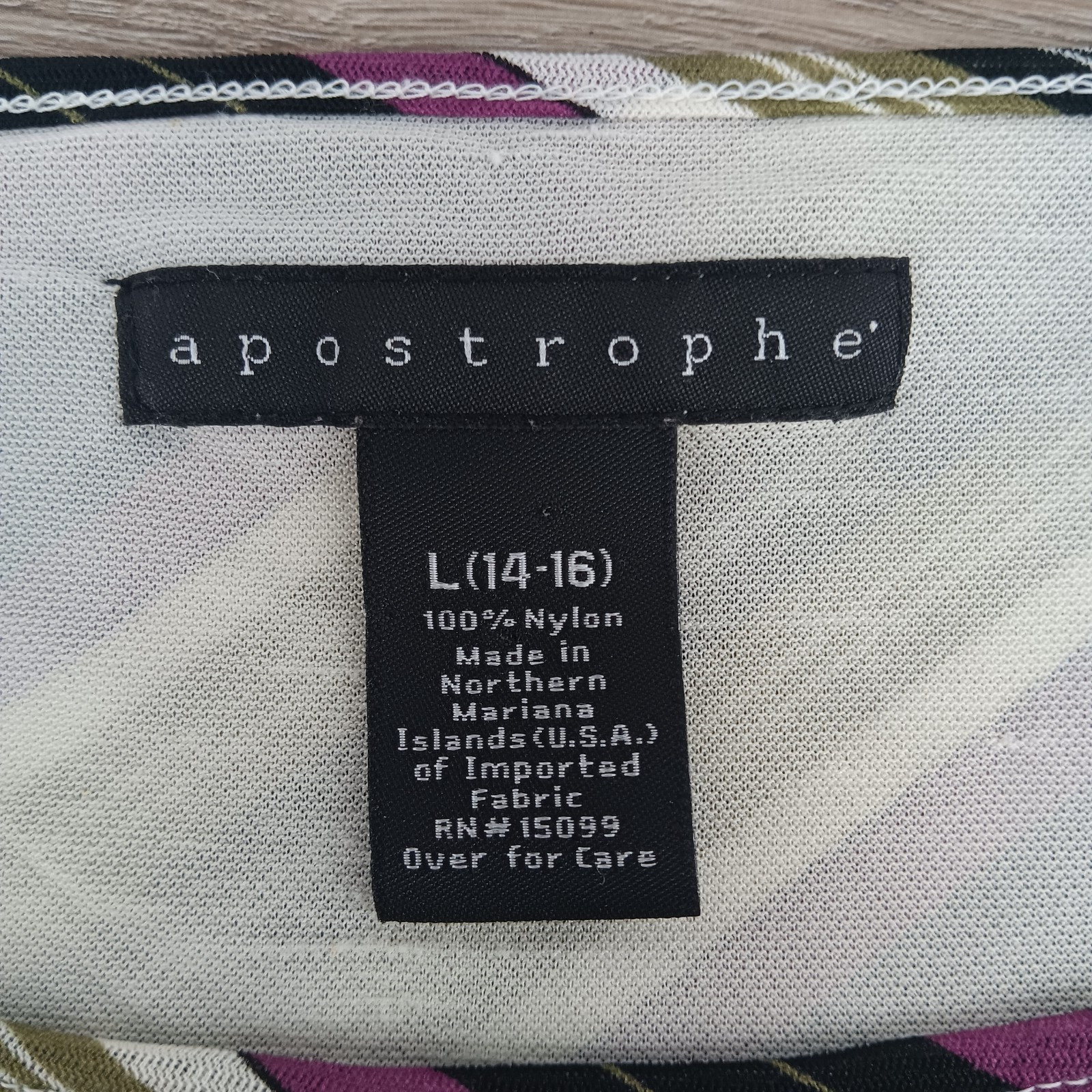 Apostrophe Blouse Women Large Multicolor Diagonal Striped 3/4 Sleeve Lined Top