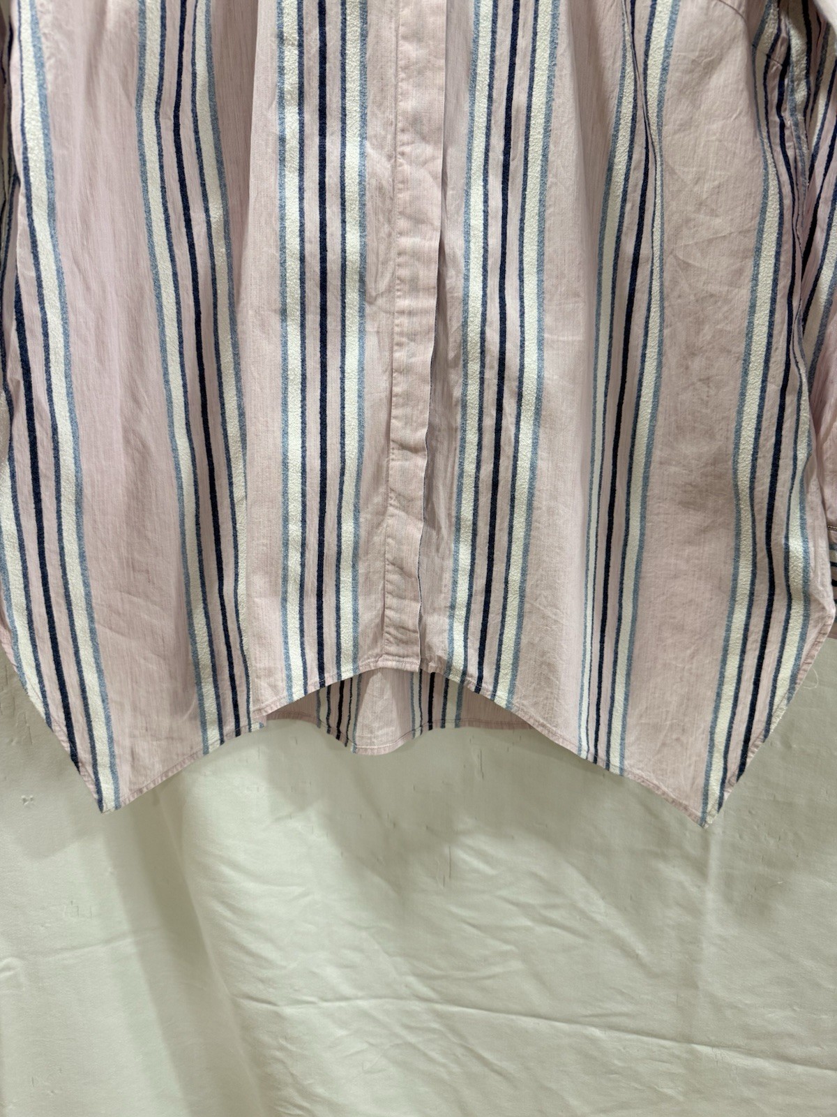 Rani Arabella Loro Piana Fabric Blush Stripe Linen Cotton Blouse S