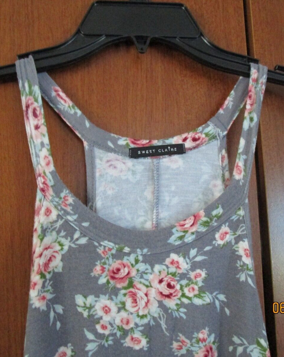 Sweet Claire Floral Tank Top Sz Large Rayon & Spandex Bust 39 Length 22.5 in
