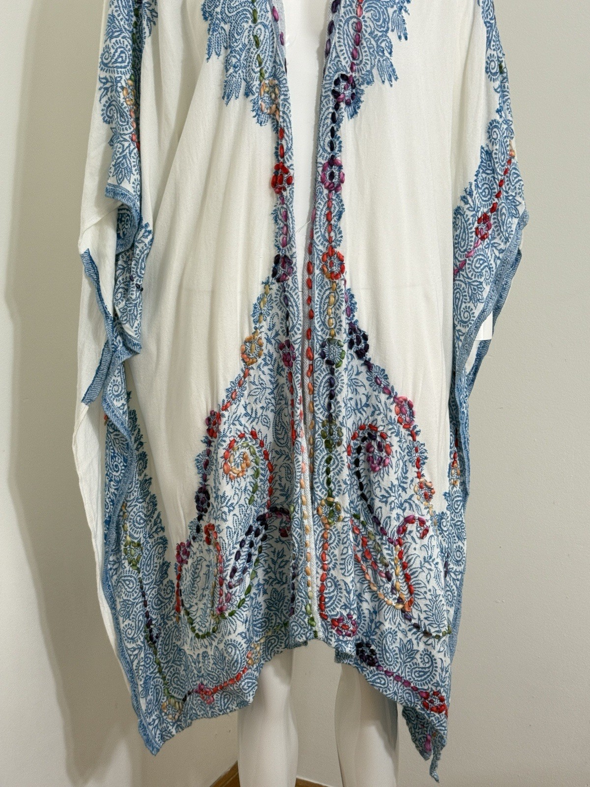 Women’s Bohemian Paisley Kaftan Embroidered Tunic Oversized Resortwear One Size