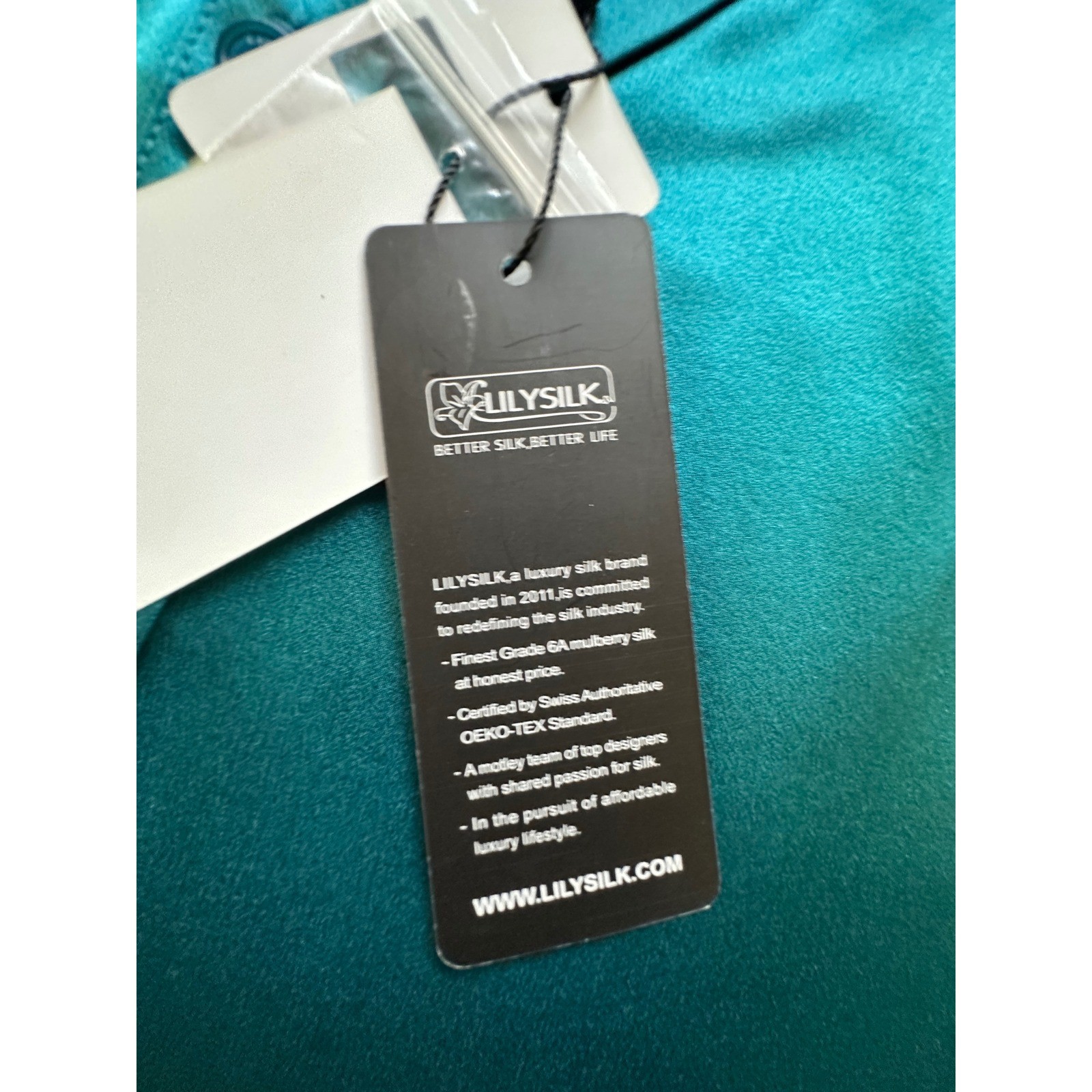 LilySilk Women 22 Momme Mulberry Silk Shirt Teal Green Button Up Blouse Size S