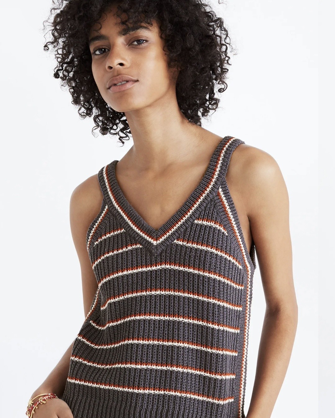 Madewell Stockton Sweater Tank Top Bluish Gray Striped Sleeveless Women’s Large