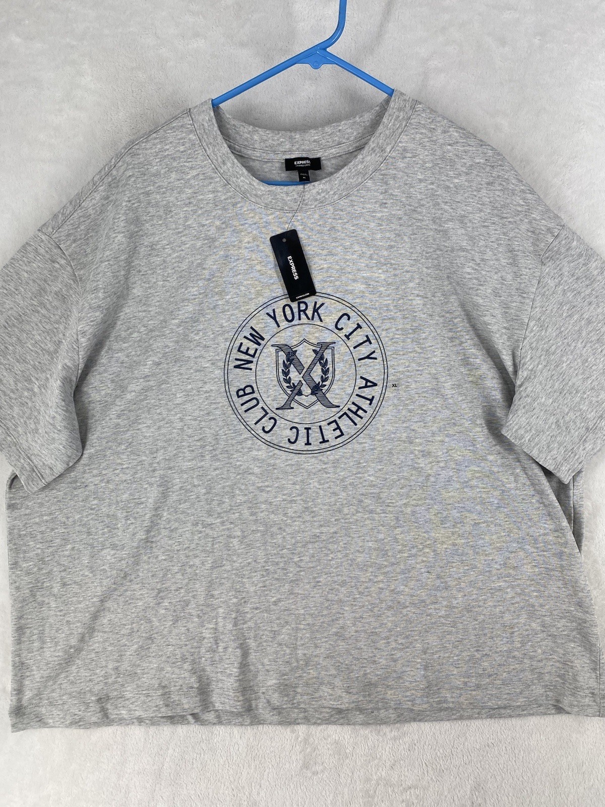 Express Shirt Womens XL Gray Loose Cropped New York City Athletic Club NEW $38