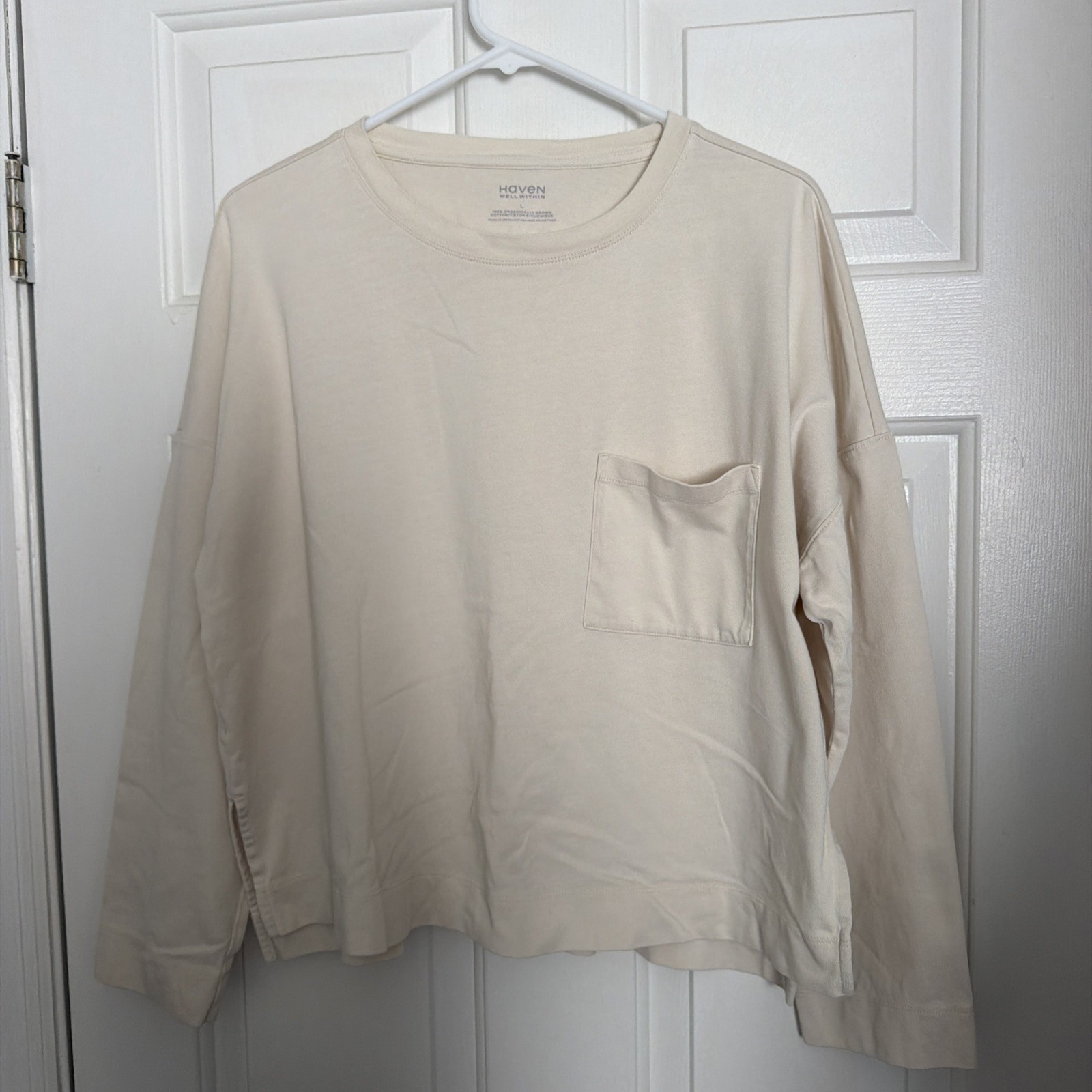 Haven well within long-sleeve crewneck tee Organic Cotton Cream Color Sz.L