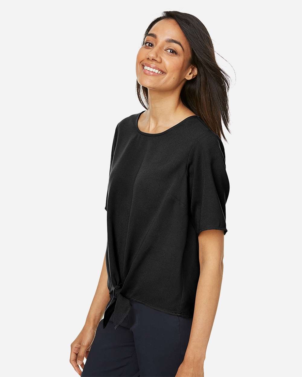 🔥 Devon & Jones Women Perfect Fit Tie Front Blouse Shirt Up To 3XL DP617W