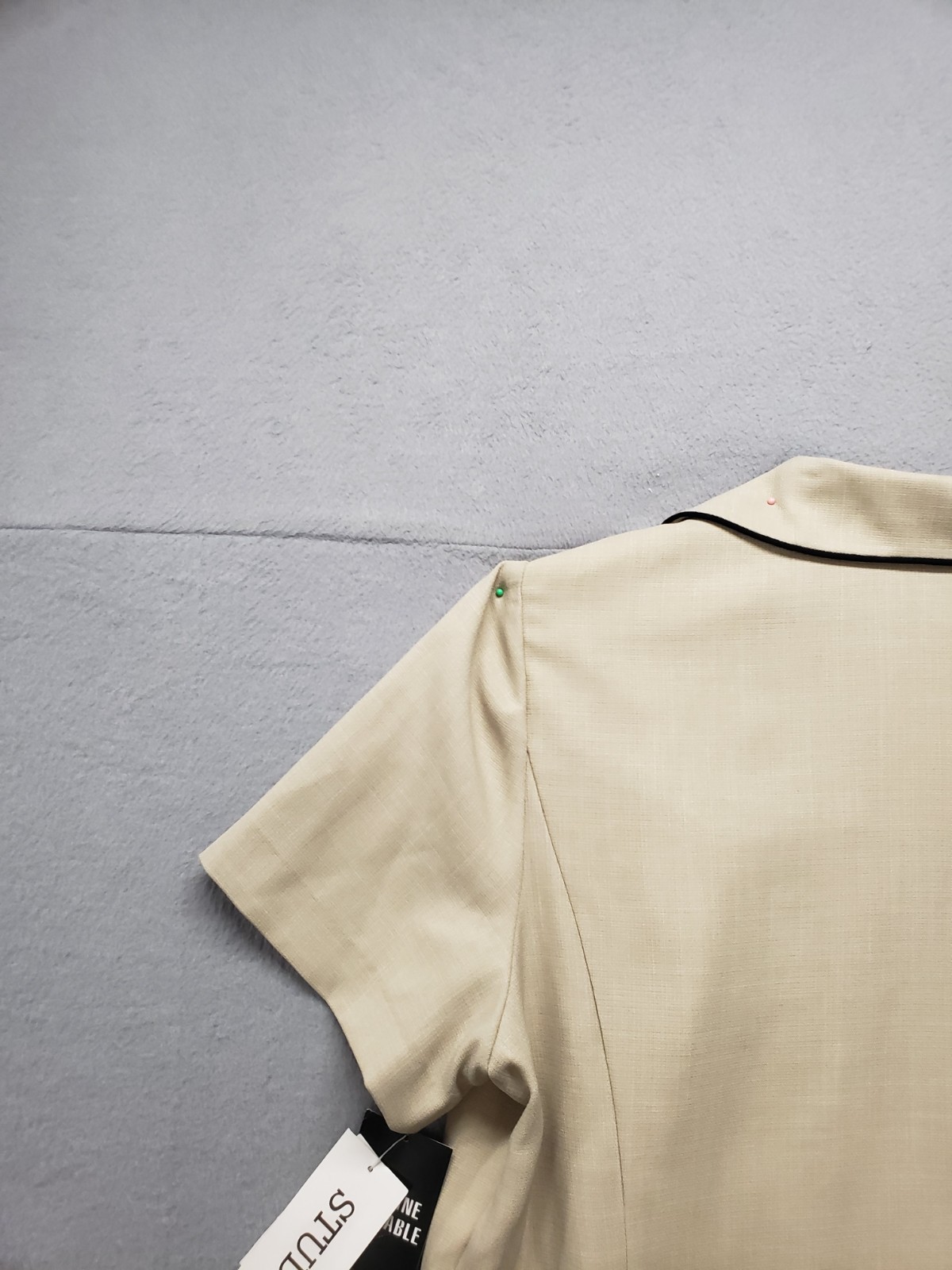 Studio I Women Tops 18 Beige Short Sleeve Open Front Collared Elegant Outdoor