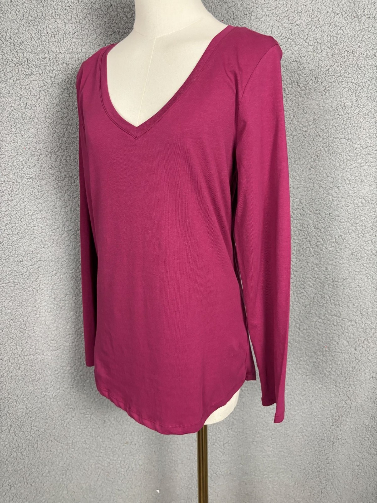 Aveto Juniors’ XL V-Neck Long Sleeve Top Beaujolais Stretchy Cotton Blend NWT’s