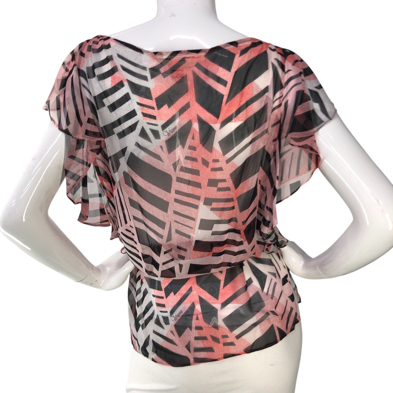 Diane Von Furstenberg DVF Womens Size 6 Top Sheer Drawstring Waist *NO CAMI