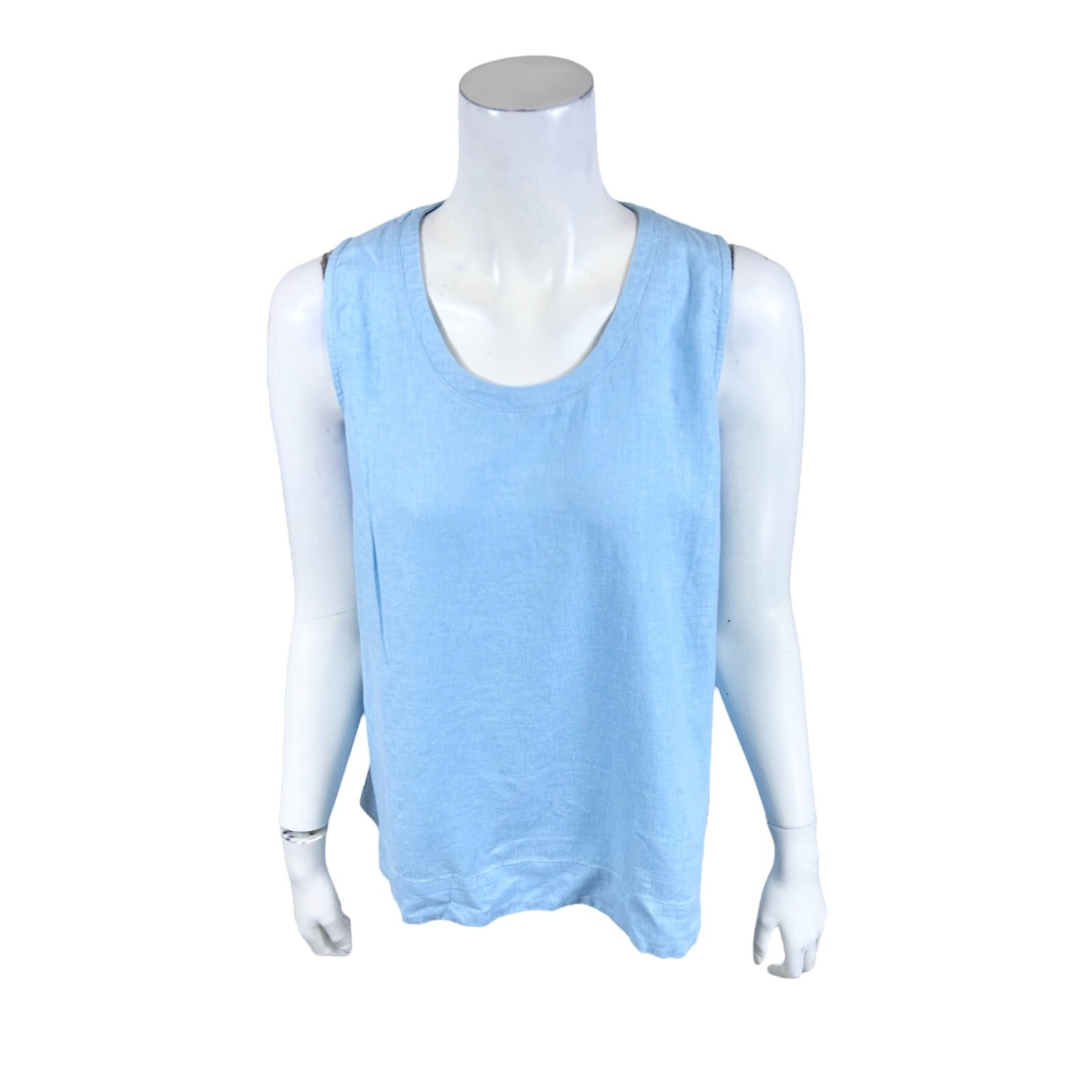 J Jason Wu Women’s Linen Sleeveless Hi-Low Hem Tank Top Sky Blue X-Small Size