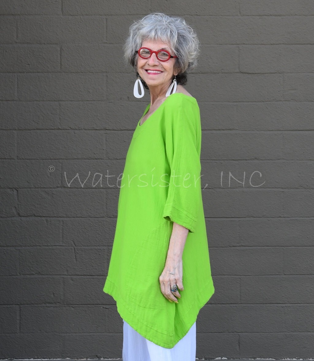 WATERSISTER Cotton Gauze SANDY Tunic Long Banded Top 1(M/L) 2(XL) oh my COLORS