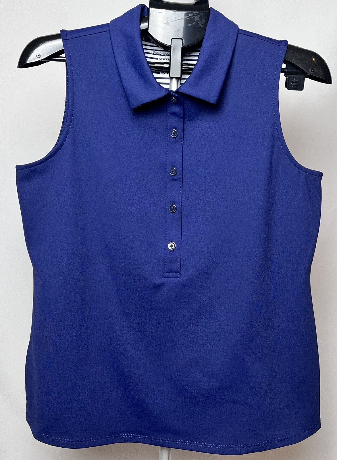 Tommy Bahama IslandZone Womens Medium Blue Sleeveless Polo Golf Top