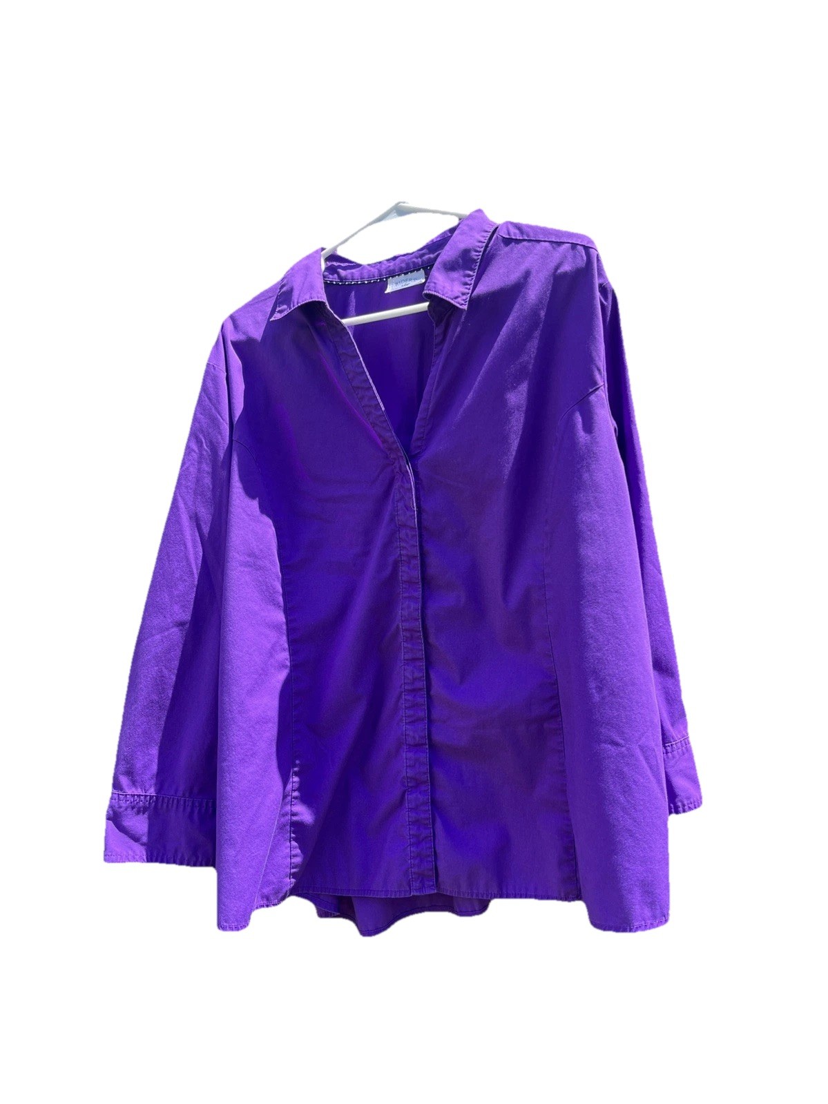 Riders by Lee Shirt Womens 2X purple Effortless Care Hidden Button Placket