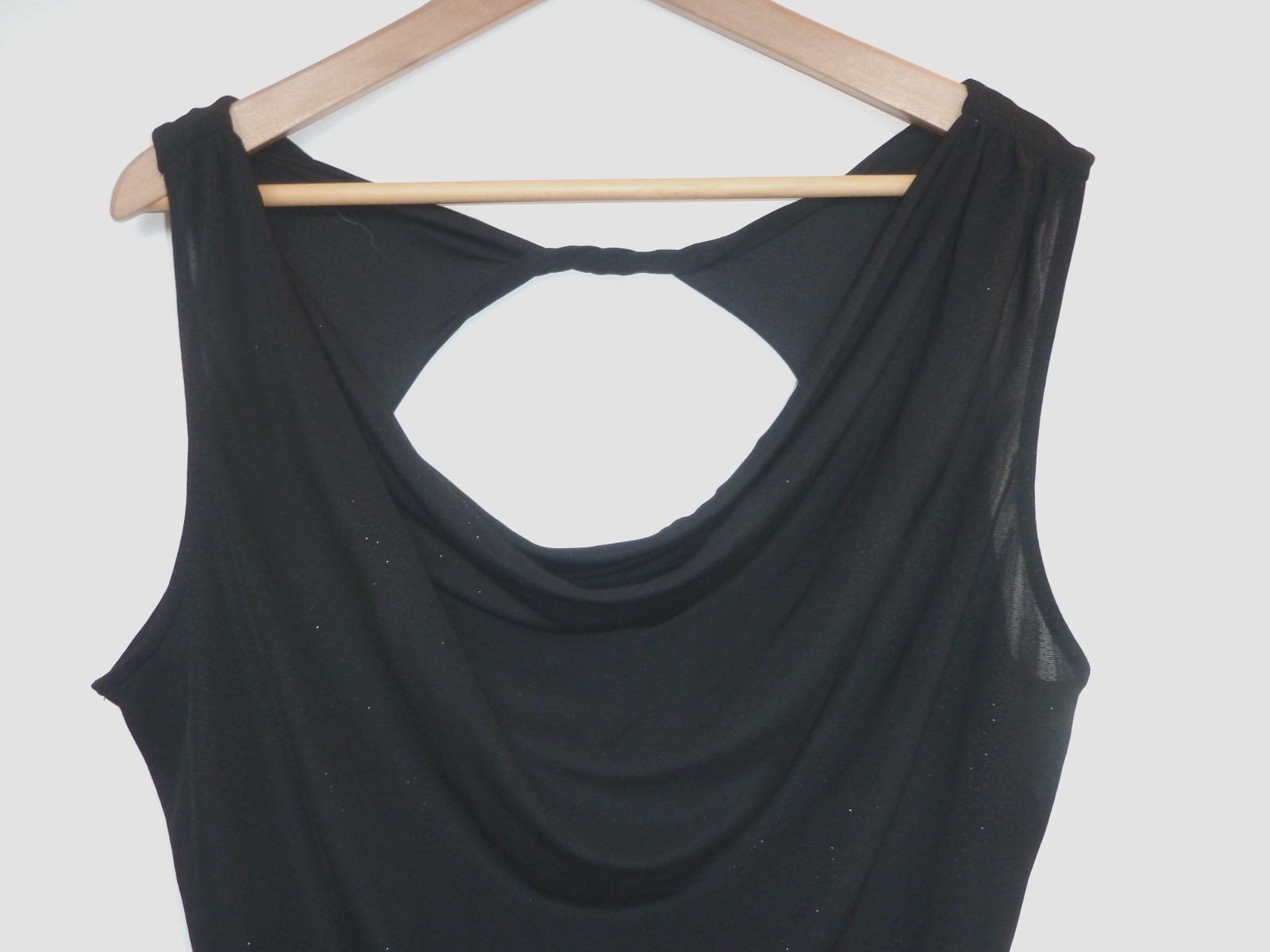 M&S black shimmering silver OCCASION PARTY COWL neck T shirt top Size 18