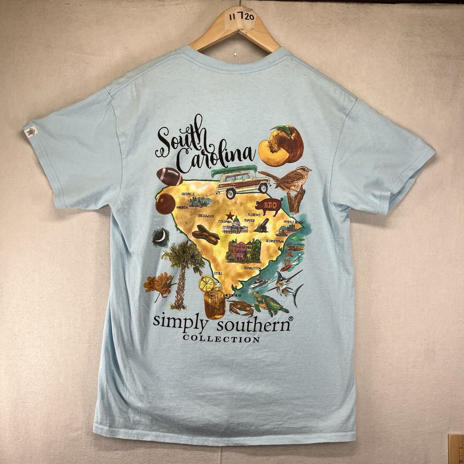 Simply Southern T Shirt Women’s Medium South Carolina State Icon Light Blue NWT
