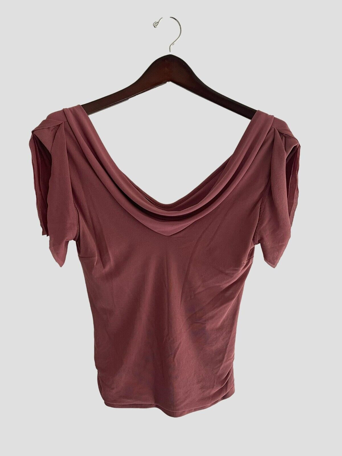 Shape FX Newport News S Shirt Mesh Stretch Mauve Babydoll Shelf Bra Top NEW