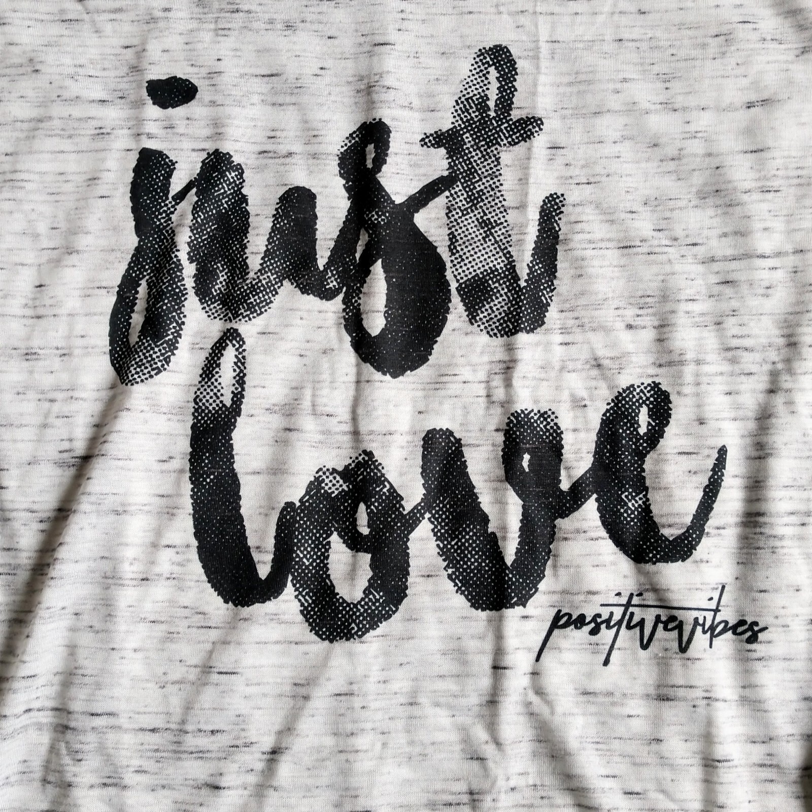 NWOT Electro Threads Just Love Positive Vibes Gray Relaxed Fit Shirt Top Size S