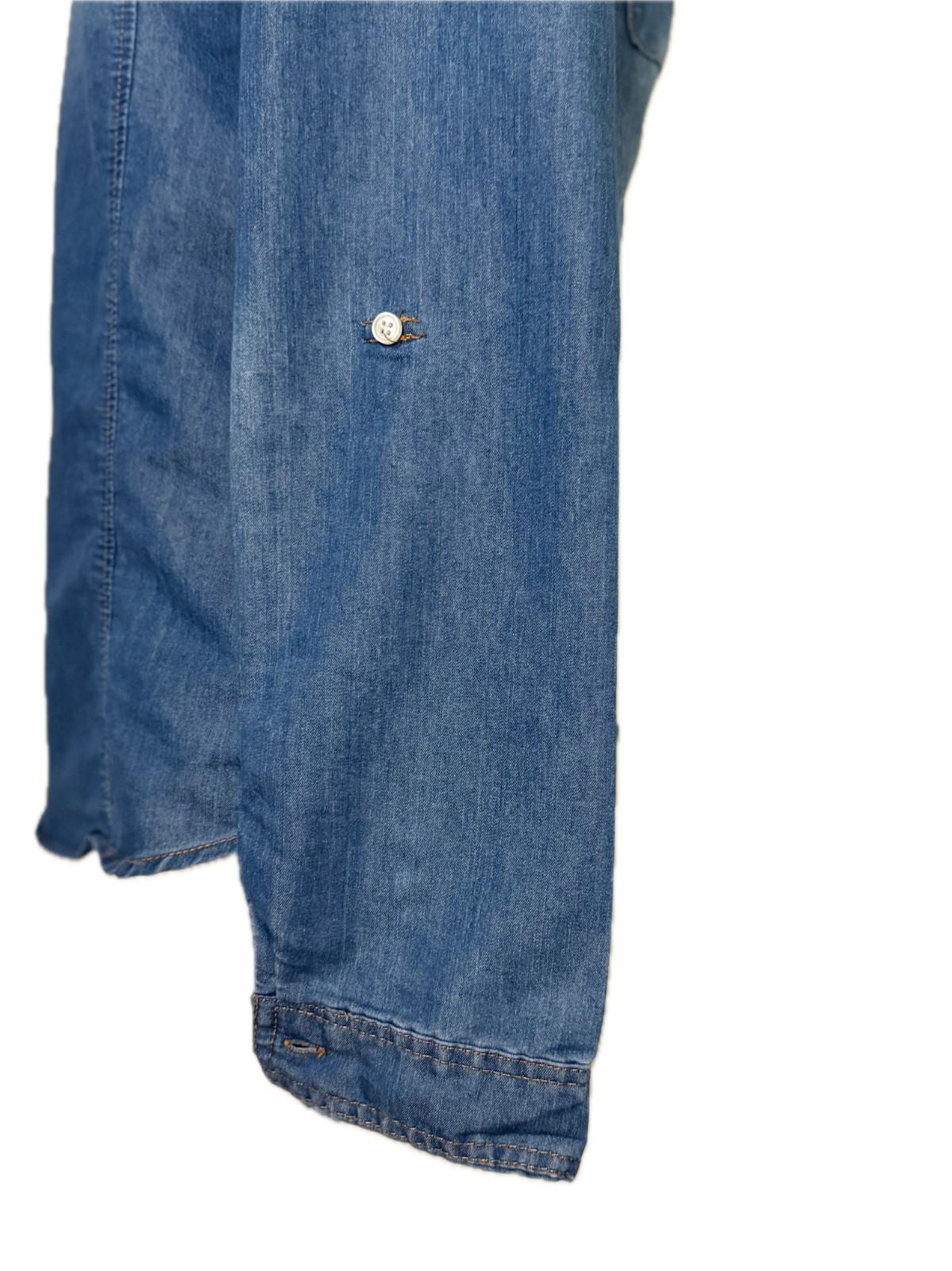 Cavalini Women’s Denim Button Up Rose Embroidery Petite M Dark Wash