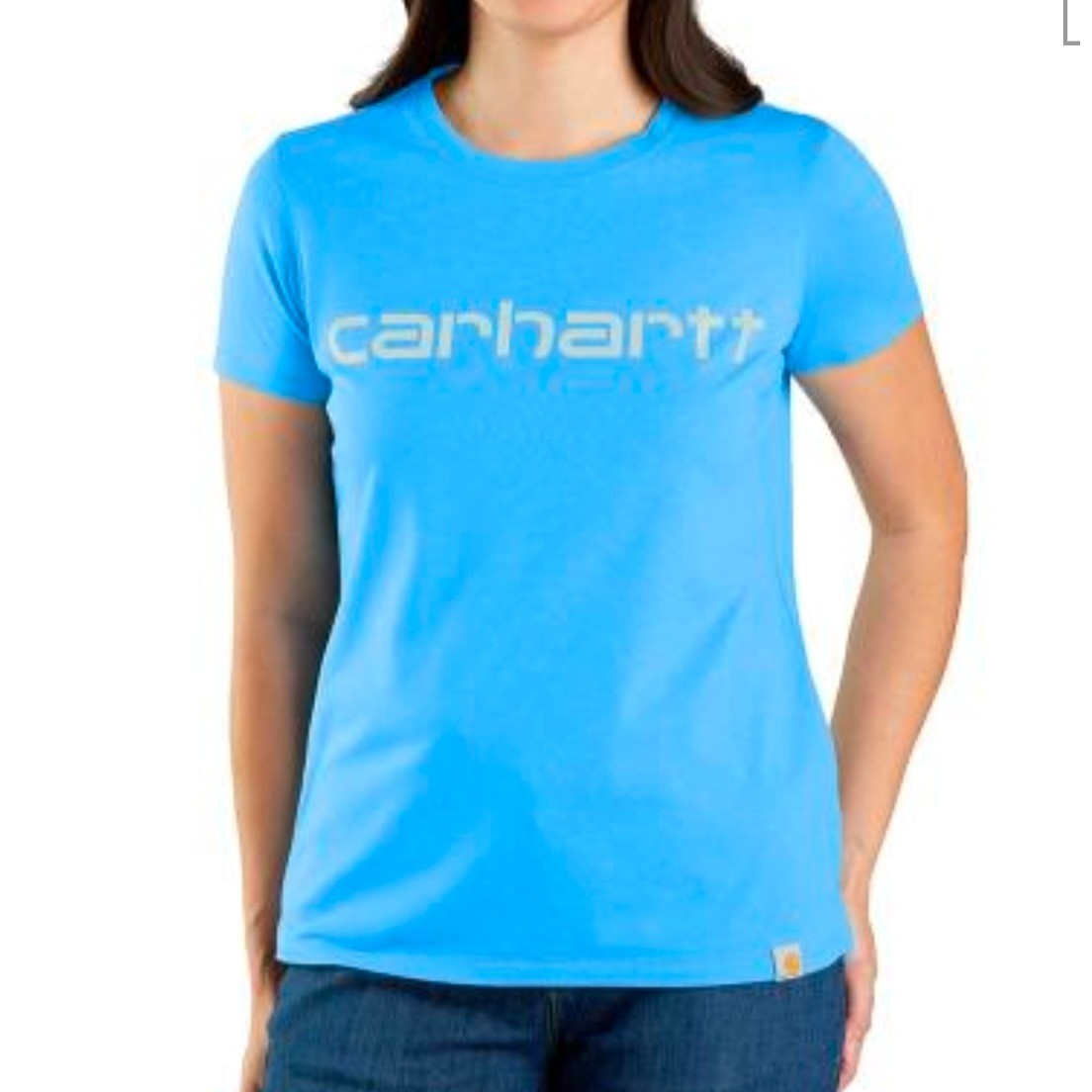 Carhartt Womens Relaxed Fit Graphic T-Shirt Blue Cotton Tencel TK5764-W Size M