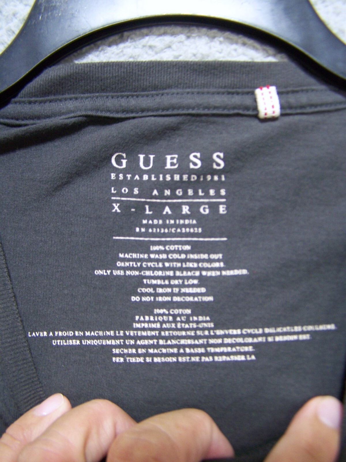 Guess Shirt Womens Extra Large Gray Slim Fit Gray Graphic Big Logo Cotton Ladies