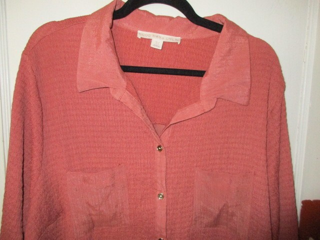 Good Days Only 3x Plus Clay Tunic 3/4 slve Button up Collared Poly blend Pockets