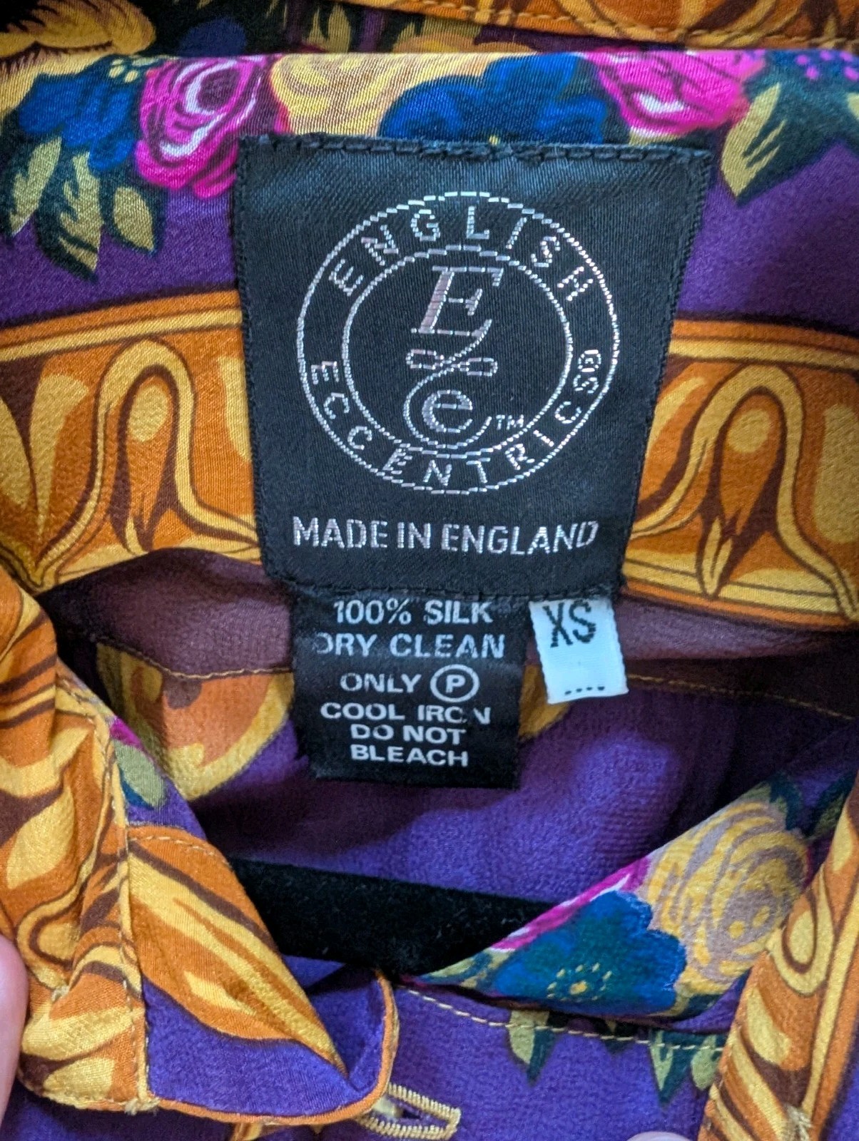 English Eccentrics Silk Button Down Oversized Animal Design XS
