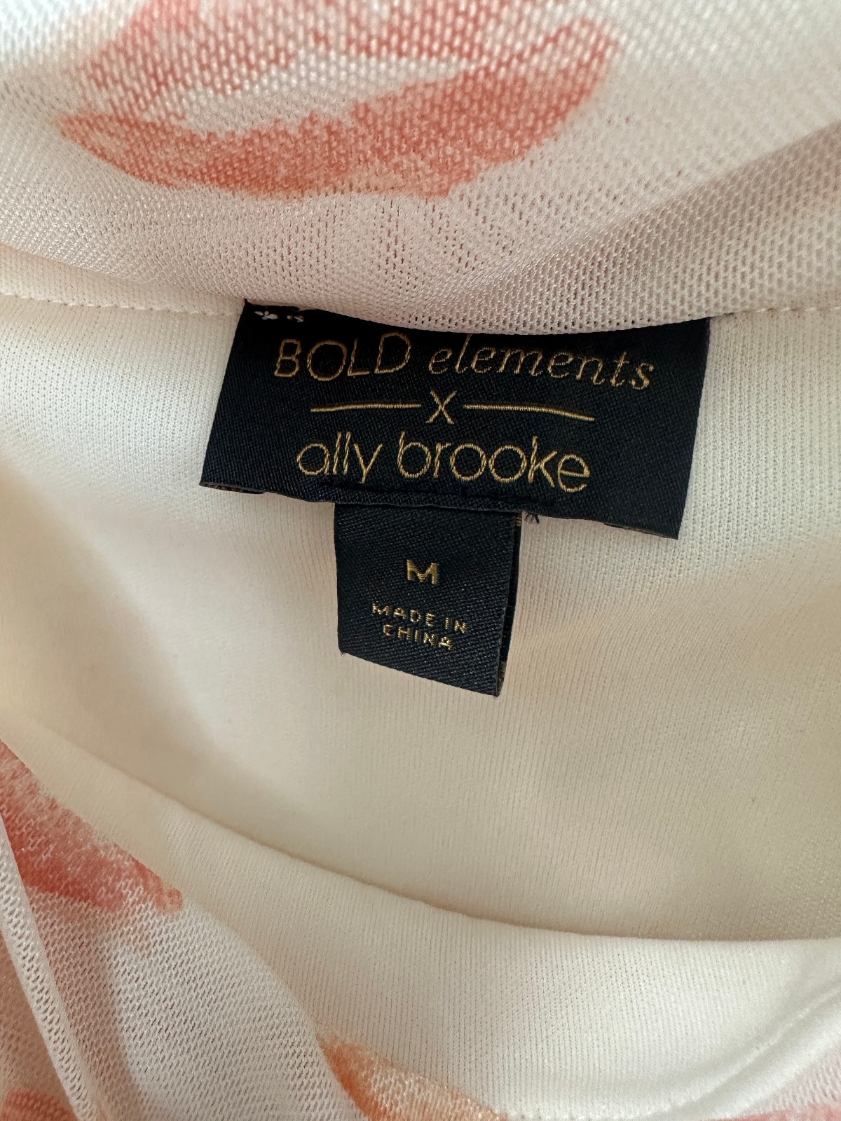 NWT Bold Elements x Ally Brooke Lip Print Mesh Top Ruched Off Shoulder Y2K Style