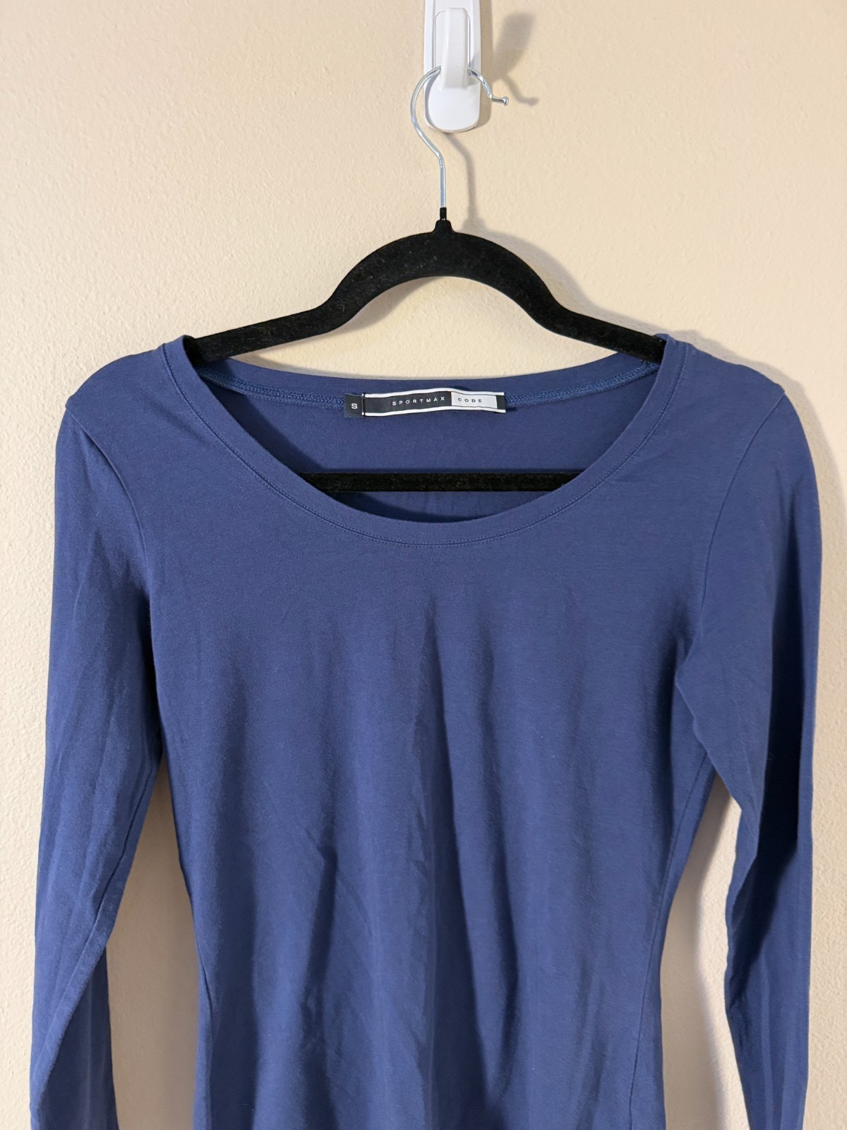 Sportmax Code by MaxMara Blue Scoop Neck Long Sleeve Top Size S