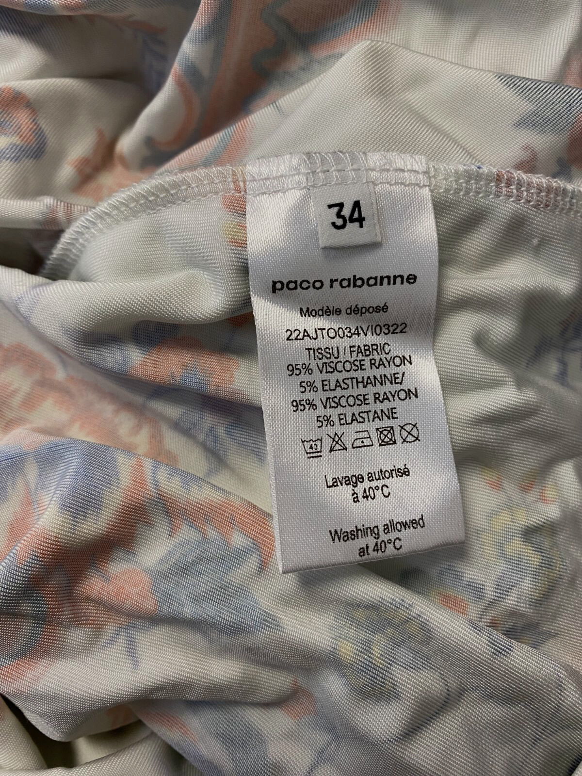$550 Paco Rabanne Women’s White Paisley Print Long Sleeve Top Size 34