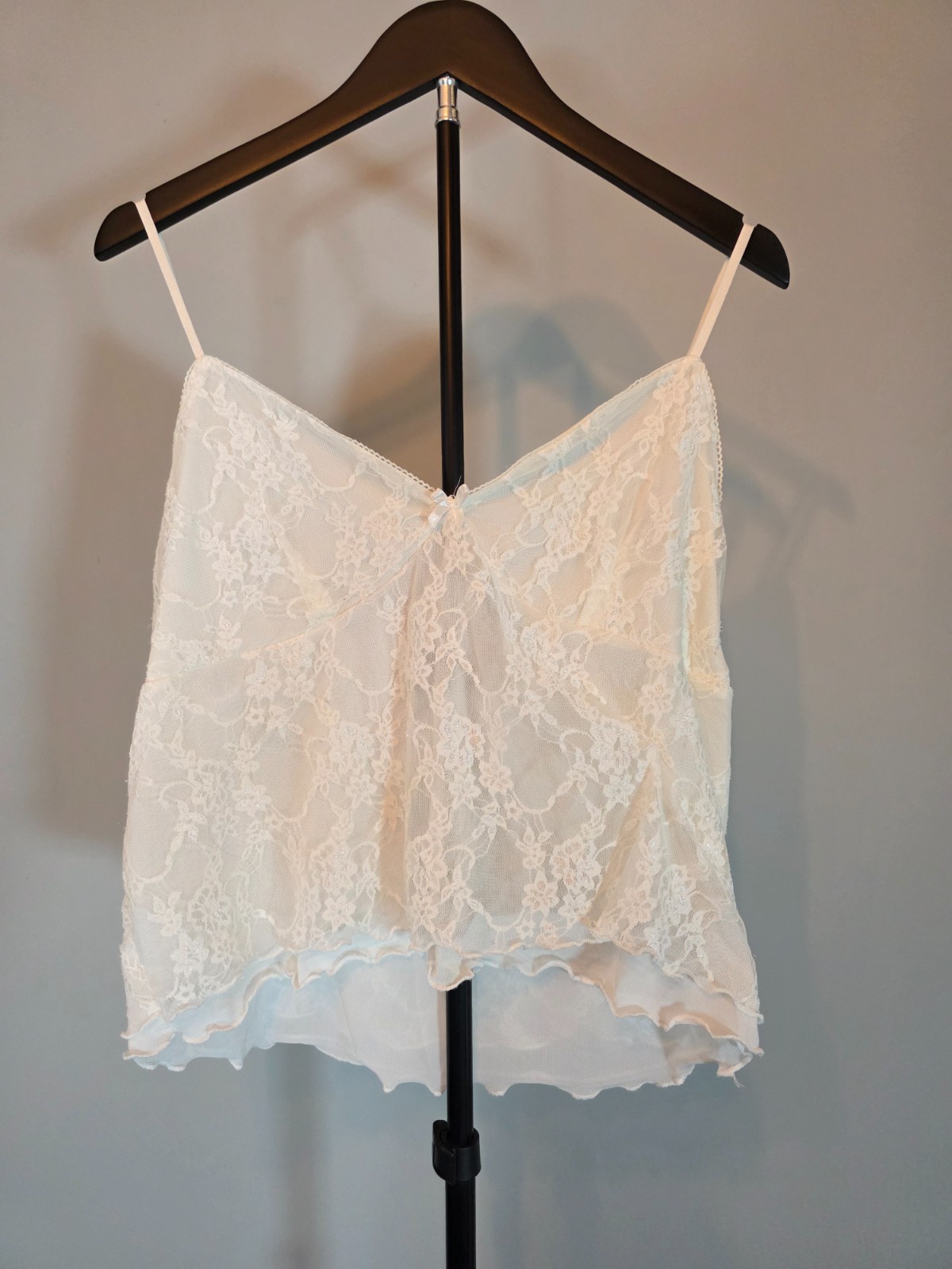 Romantic Ivory Lace Camisole XXL Scalloped High-Low Coquette Cottagecore Top