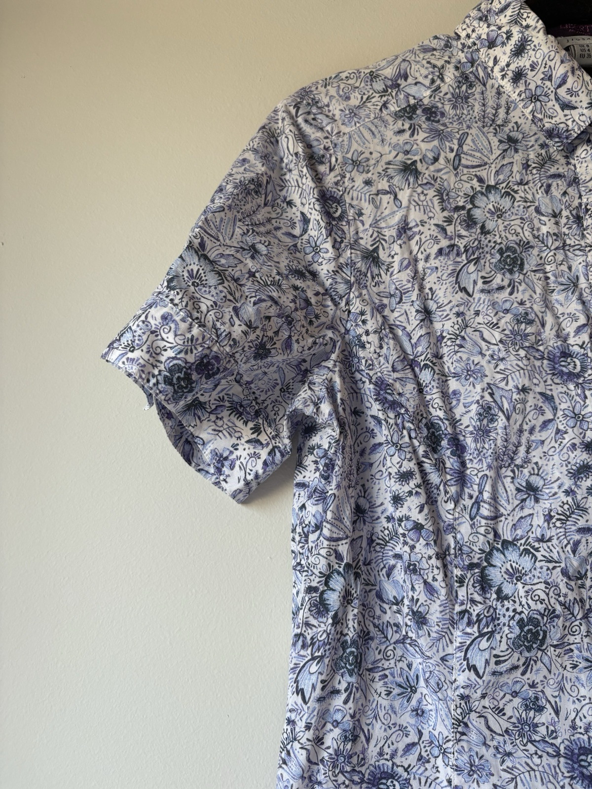 Jigsaw Women’s Shirt Size EU36 UK8 Liberty Of London Print Short Sleeve Blue