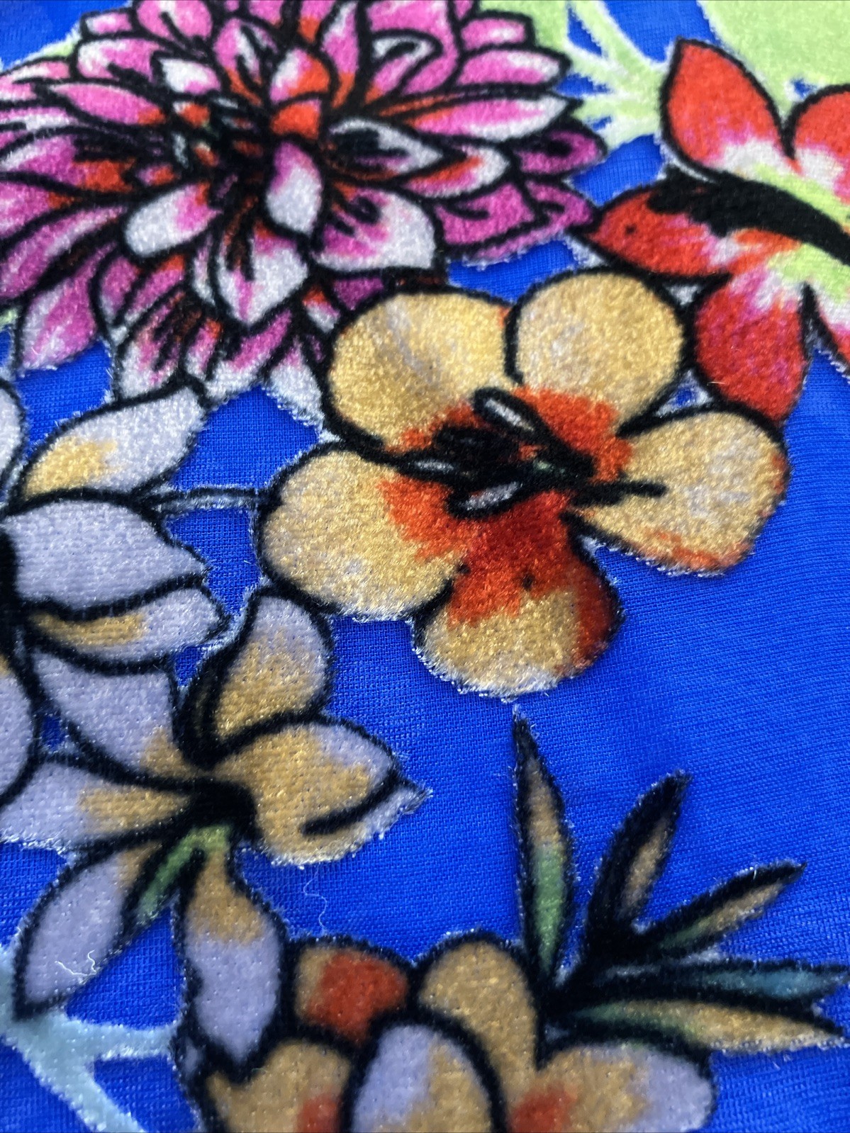 Johnny Was Seline Burnout Velvet Blouse Blue Floral Silk Blend Womens XS NWT