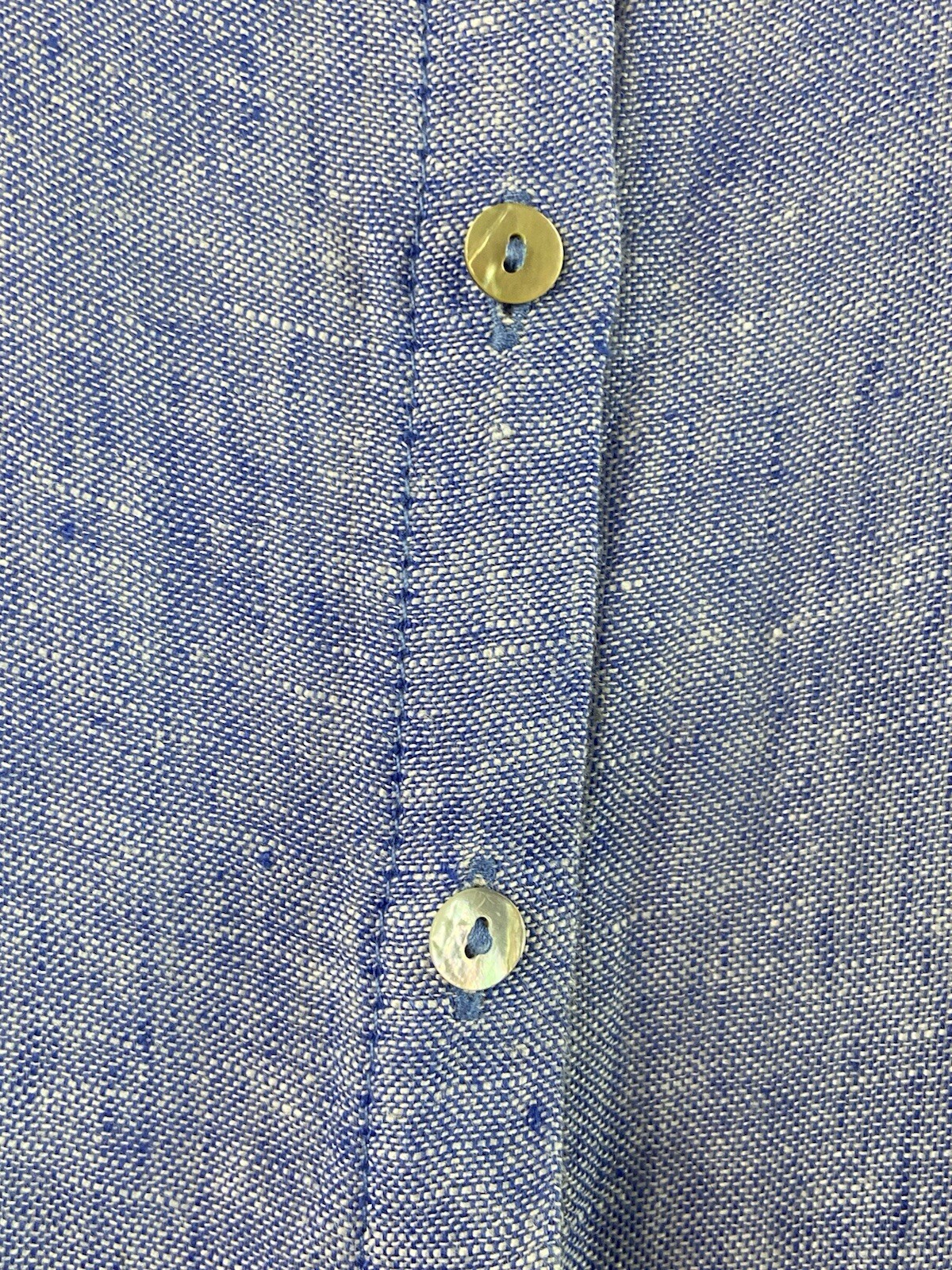 Tahari Size 1X Blue 100% Linen Button Down Tunic Top Roll Tab Sleeve Lagenlook