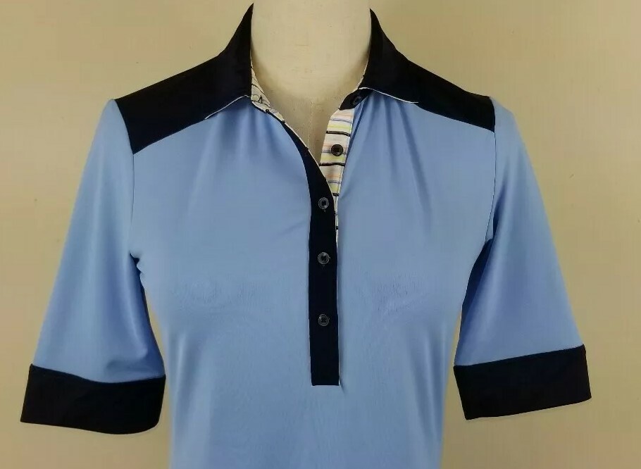 FAIRWAY & GREENE Golf Polo Shirt, Womens Sz XS, Blue, Multi, Short Sleeves, NEW