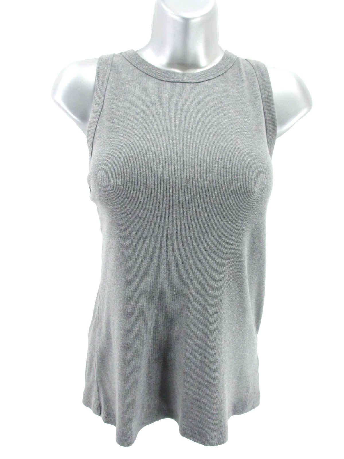 Wide Strap Ribbed Tank Top Womens XL Gray SEXY Tapered Form Fit Pullover Top NWT