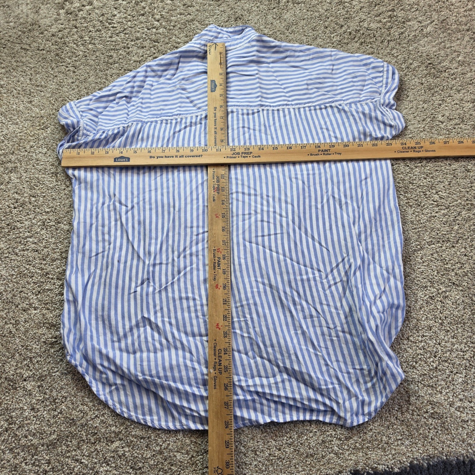 beachlunchlounge Striped Button Down Shirt Womens Large Blue White Short Sleeve