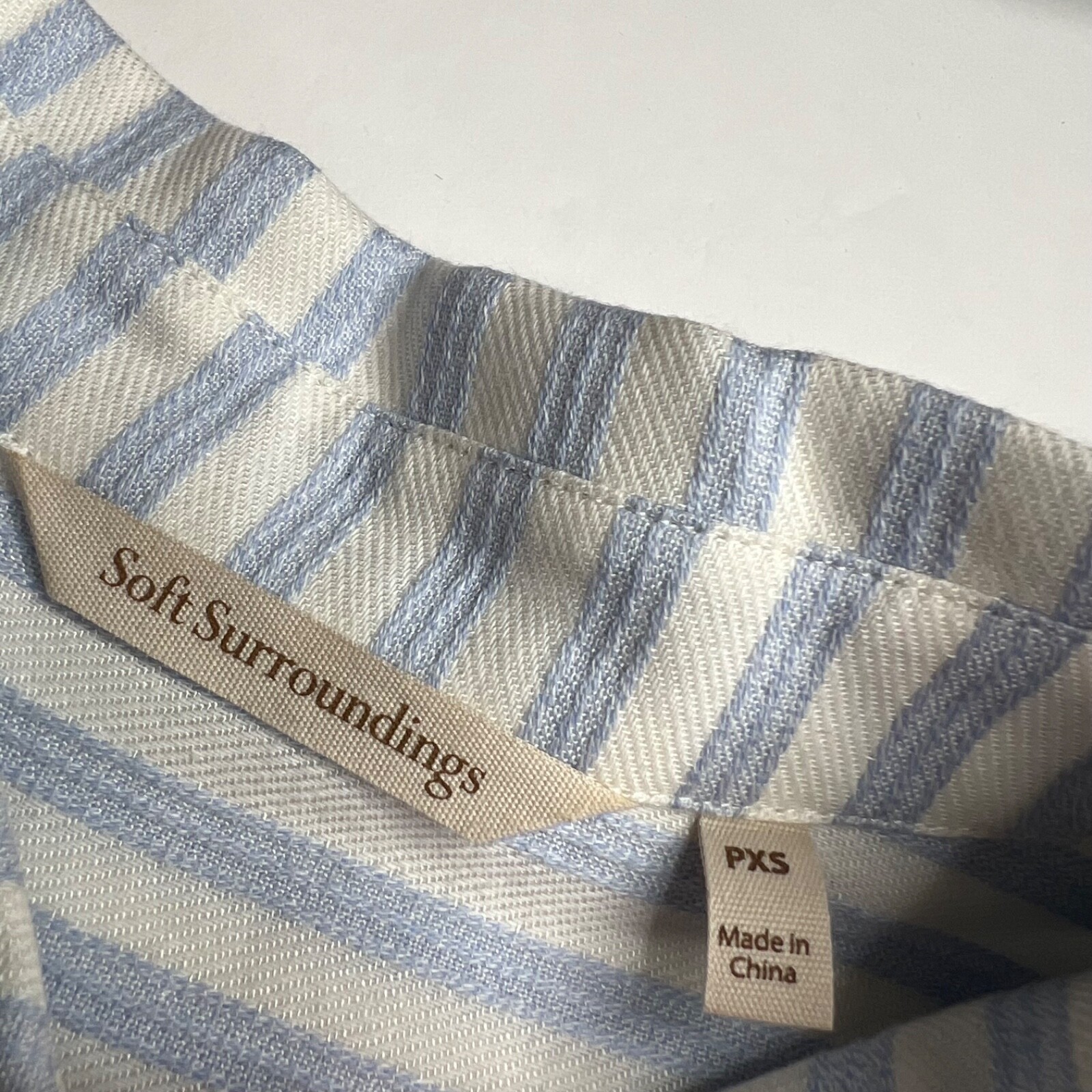 Soft Surroundings Striped Asymmetric Hem Tunic Blouse Coastal Grandma Petite XS